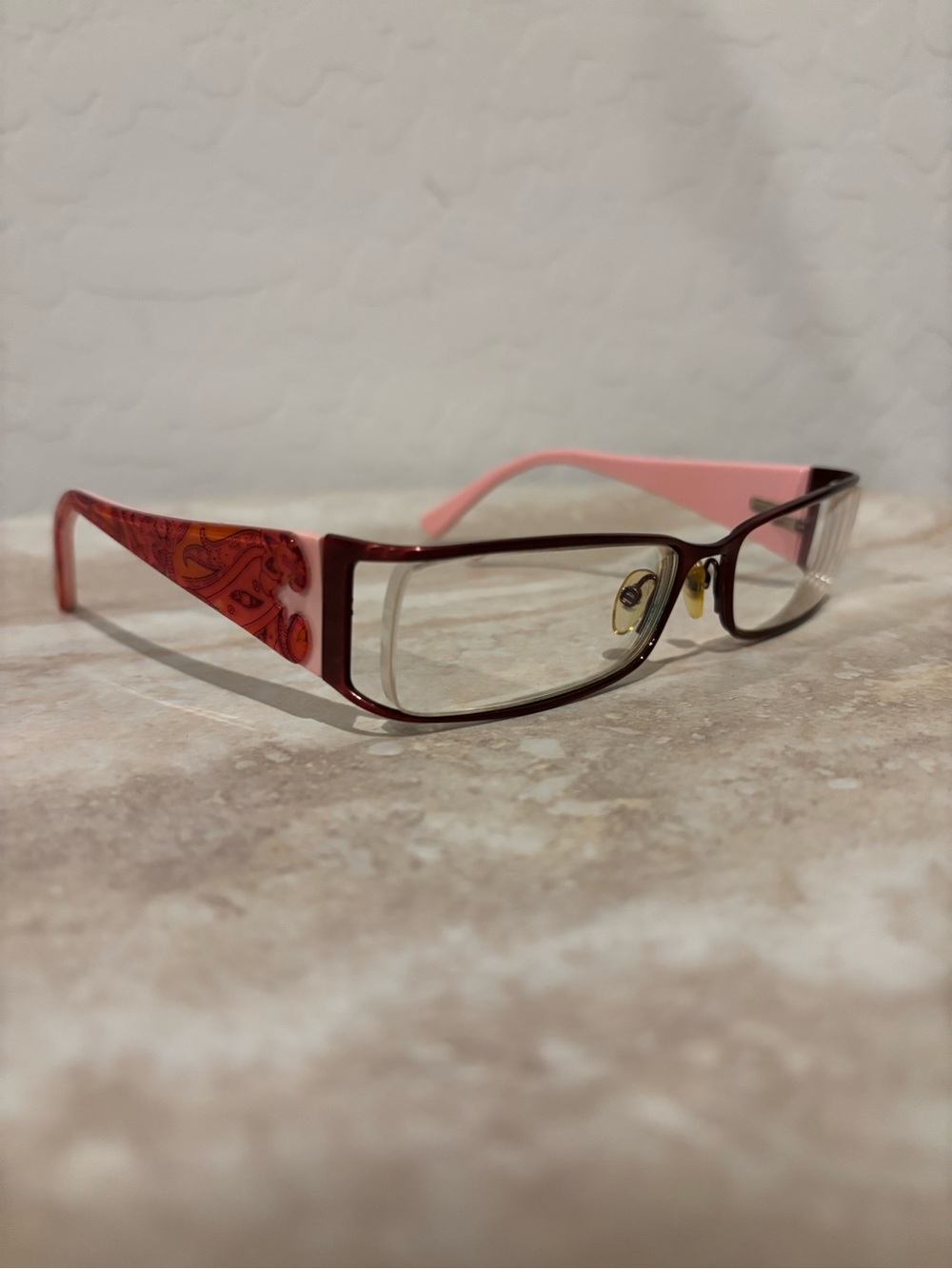 Etro Women's Pink and Burgundy Paisley Frame  Eyeglasses